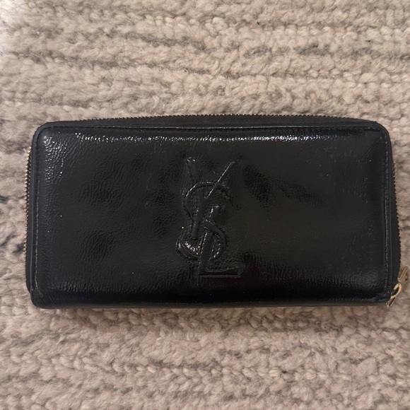 YSL Yves Saint Laurent Authentic Black Patent Leather Wallet - Picture 1 of 4